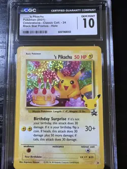 CGC 10 Birthday Pikachu 24 Celebrations Classic Collection Pokemon 25th - Image 1