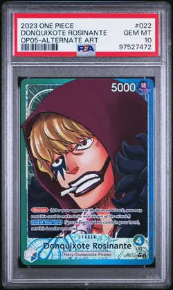 One Piece OP05-022 Alt Art Leader Donquixote Rosinante Alternate English PSA 10 - Image 1