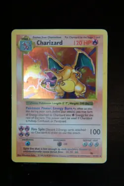 Pokemon TCG Charizard Holo Rare Card Base Set, 4/102,120HP, Unlimited Edition - Image 1