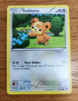 Teddiursa Pokemon Card, Plasma Blast Set 75/101 - Image 1