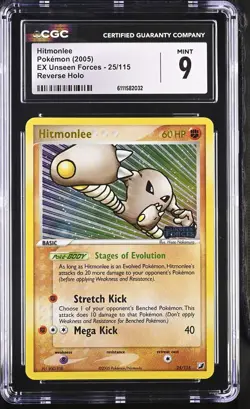 Hitmonlee 25/115 Reverse Holo EX Unseen Forces Pokemon CGC 9 Mint - Image 1