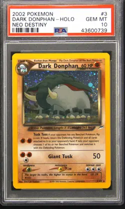 2002 POKEMON NEO DESTINY #3 DARK DONPHAN-HOLO PSA 10 - Image 1