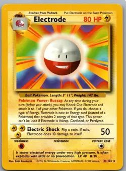 Pokemon Electrode Base Set # 21 LP - Image 1