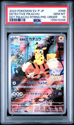 2023 POKEMON JPN SV-P PROMO #098 DETECTIVE PIKACHU PSA 10 - Image 1