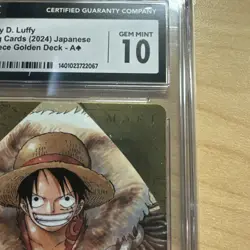 One Piece TCG Golden Playing Cards Monkey D Luffy Ace Of Spades CGC 10 MINT Gem - Image 4