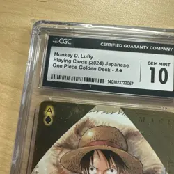 One Piece TCG Golden Playing Cards Monkey D Luffy Ace Of Spades CGC 10 MINT Gem - Image 5