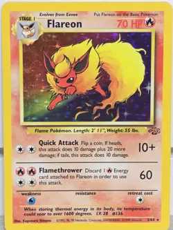 Pokemon Card TCG Flareon 3/64 Holo Unlimited Jungle 1999 WOTC Rare Vintage - Image 5