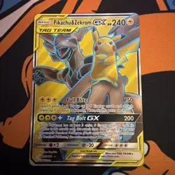 Pokemon Pikachu & Zekrom GX TCG Sun & Moon Holo Ultra Rare Card 162/181 - Image 1