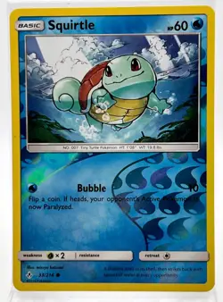 Squirtle Reverse Holo 33/214 Pokemon Card 2019 Unbroken Bonds LP - Image 1