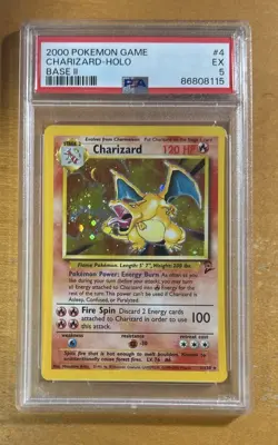 2000 Pokemon Game Base Set 2 Charizard Holo Card #4 PSA 5 - Image 1