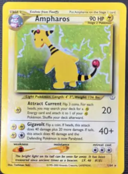 Ampharos 1/64 Pokemon Neo Revelation Holo Rare Pokemon Card MP - Image 1