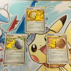 Pokemon card game 3 medals of victory Pikachu promo gold silver bronze Nintendo - Image 1