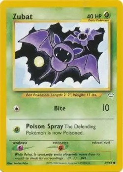 Pokemon - Zubat - 59/64 - Common - Unlimited Edition - Neo Revelation - NM - Image 1