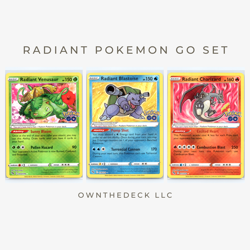 Radiant Charizard Radiant Blastoise Radiant Venusaur Set Pokemon Go TCG - Image 1