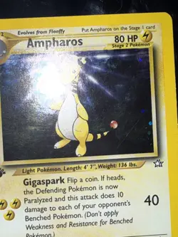 Ampharos #1/111 1st Edition Holo Rare Double Swirl Neo Genesis, Vintage Pokemon - Image 2