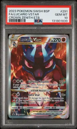Lucario VSTAR 2023 Pokemon Crown Zenith ETB Promo #SWSH291 PSA 10 - Image 1