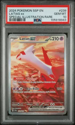 2024 POKEMON SSP EN-SURGING SPARKS SPECIAL ILLUSTRATION RARE LATIAS EX PSA 10 - Image 1