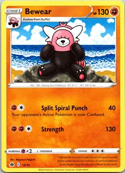 Bewear 12/15 Regular Match Battle Pokemon 2022 Mcdonalds Promo PF NM - Image 1