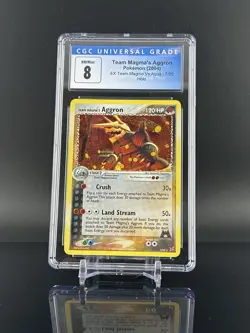 Team Magma's Aggron Holo Pokemon EX Magma vs Aqua #7 2004 CGC 8 - Image 2