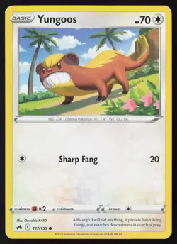 Pokemon Yungoos 117/159 Crown Zenith Non-Holo Pack Fresh - NM - Image 1