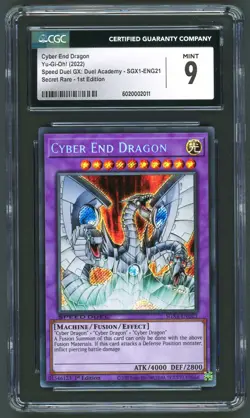 YuGiOh CGC 9 Cyber End Dragon SGX1-ENG21 Secret Rare - Image 1