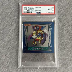 2002 Topps Yu-Gi-Oh! Sticker Collection #8 Time Wizard Silver PSA 8 NM-MT - Image 1
