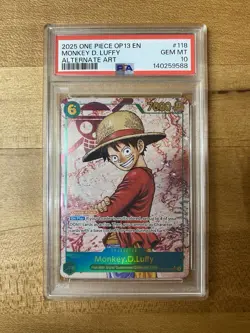 Monkey.D.Luffy Parallel OP13-118 Carry On His Will Alternate Art PSA 10 - Image 1