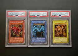 PSA 10 SEQ YU-GI-OH Egyptian God Cards Secret GBI-001 GBI-002 GBI-003 set Holo - Image 1