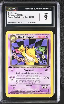 CGC 9 MINT Dark Hypno Team Rocket 1st Edition 26/82 Pokemon Card - Image 1