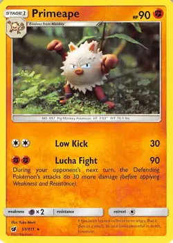 Primeape 51/111 Rare Yuka Morii SM - Crimson Invasion Pokemon Card - Image 1