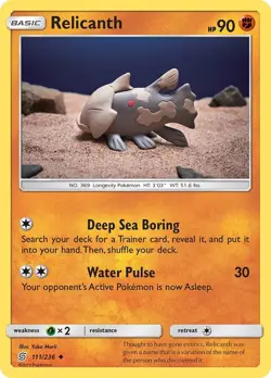 Relicanth 111/236 Uncommon SM - Unified Minds Pokemon Card - Image 1