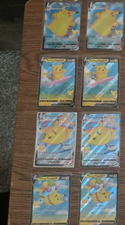 Surfing Pikachu & Flying Pikachu V & Vmax 4 Card Set Pokemon TCG Celebrations NM - Image 1