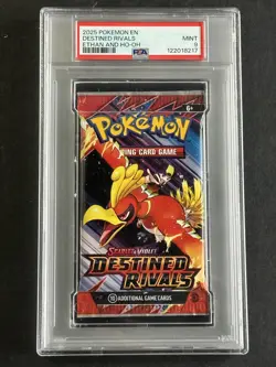 2025 Pokemon Scarlet & Violet Destined Rivals Ethan Ho-Oh Sealed Pack PSA 9 - Image 1