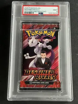 2025 Pokemon Scarlet & Violet Destined Rivals Giovanni Mewtwo Sealed Pack PSA 9 - Image 1