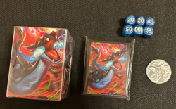 Shiny Mega Charizard X UPC Deck box, Sleeves, Dice, And Coin Pokemon TCG New - Image 1