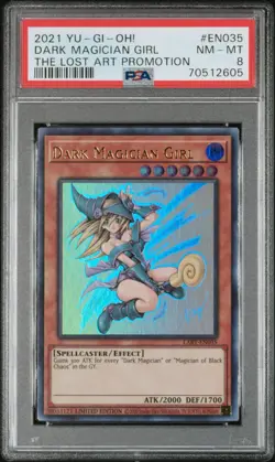 Yugioh PSA 8 NM-MT Dark Magician Girl LART-EN035 Lost Art Ultra Rare Promo - Image 1