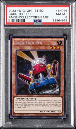 2023 YU-GI-OH! AMAZING DEFENDERS 1ST ED-COLLECTOR'S RARE CARD TROOPER PSA 8 - Image 1
