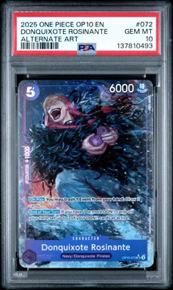 2025 ONE PIECE OP10 DONQUIXOTE ROSINANTE ALTERNATE ART # 072 PSA 10 - Image 1