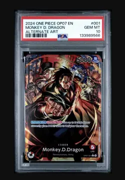 2024 ONE PIECE OP07-001 YEARS IN THE FUTURE #001 MONKEY D. DRAGON Alt Art PSA 10 - Image 1