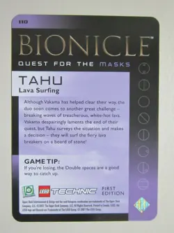 TAHU BIONICLE QUEST FOR MASKS 1ST ED CARD 110 LAVA SURFING FULL ART LEGO NP NM - Image 2