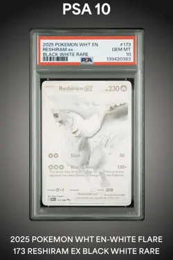 Pokemon TCG Reshiram EX White Flare English Holo Card 173/086 Ultra Rare PSA 10 - Image 1