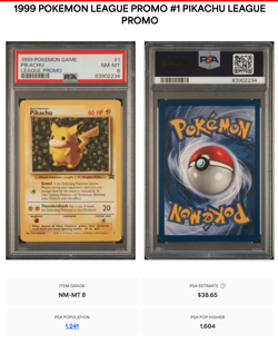 PSA 8 1999 POKEMON LEAGUE PROMO #1 PIKACHU TRU CARD - Image 1