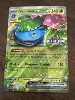 Pokemon Venusaur ex Stellar Crown Stamp 001/142 Double Rare Holo - Image 1