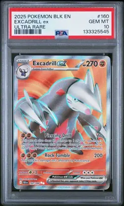 2025 POKEMON BLK EN-BLACK BOLT #160 EXCADRILL ex PSA 10 (545 - Image 1