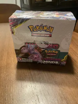 Pokemon TCG 🌞 & 🌖 Unified Minds Booster Box New Sealed *Small Cut See Photos - Image 1