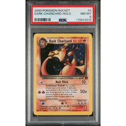 *SWIRL* Pokemon TCG Dark Charizard Team Rocket Unlimited Holo Rare #4 PSA 8 - Image 1