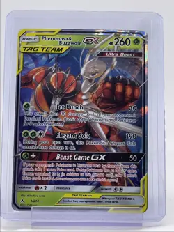 PHEROMOSA & BUZZWOLE GX 2019 POKEMON S&M UNBROKEN BONDS RARE HOLO Q6233 - Image 1