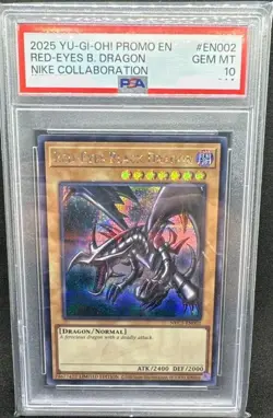 PSA 10 Yu-Gi-Oh! Red-Eyes Black Dragon NIKE Collaboration EN002 Promo 2025 - Image 1
