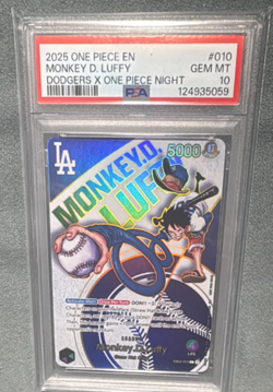 2025 One Piece Card Game Monkey D. Luffy Dodgers EB02-010 PSA 10 Los Angels - Image 1