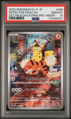 PSA 10 Detective Pikachu 098/SV-P Promo Full Art Japanese Pokemon Card 2023 - Image 1